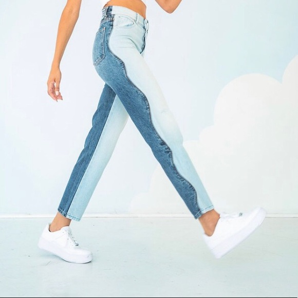 REVICE Denim - Two Tone Abstract Mom Jean